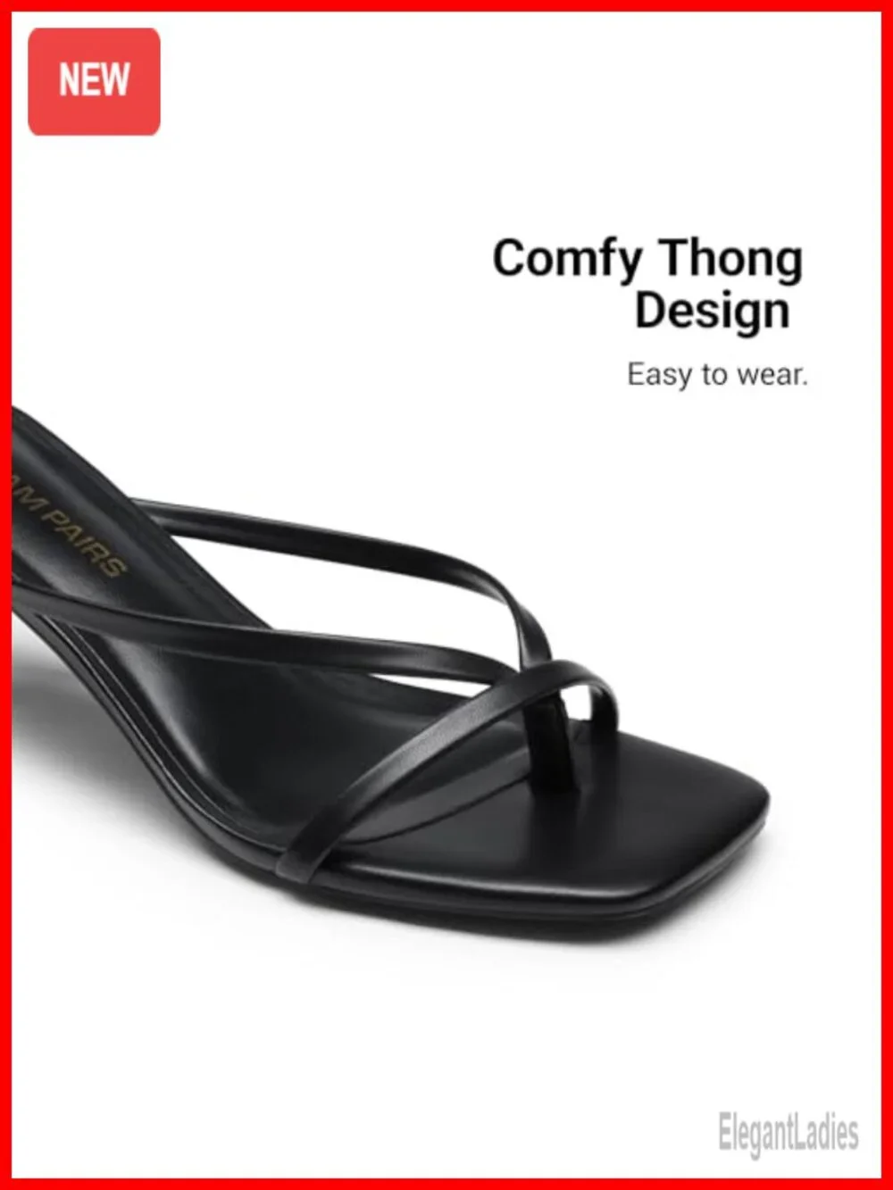 Kitten Heels Flip Flops Slip On Low Heels Open Square Toe Thong Heeled Sandals